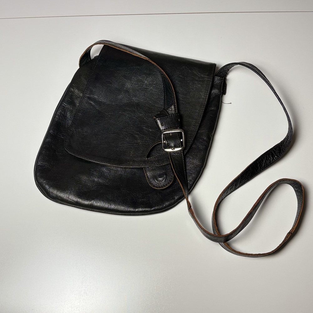 Artisan Leather Sack Crossbody Bag Hand Crafted